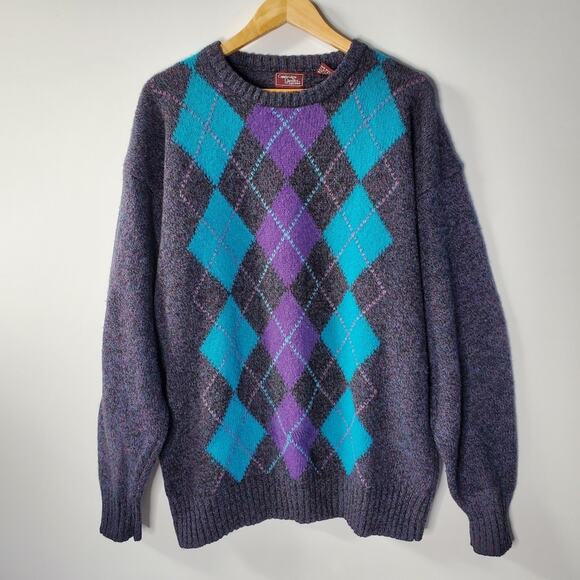 Vintage Cambridge Classics by Mervyns 100% Wool Argyle Wool Pullover Sweater - Picture 1 of 11